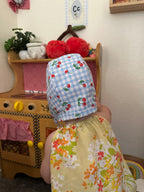 Reversible Cherry & Gingham Baby Bonnet