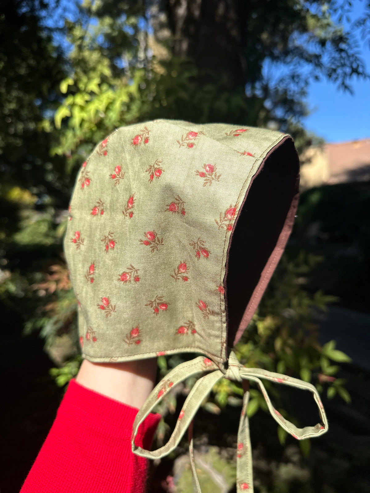 Chocolate Matcha Rose Baby Bonnet Size 9-18months