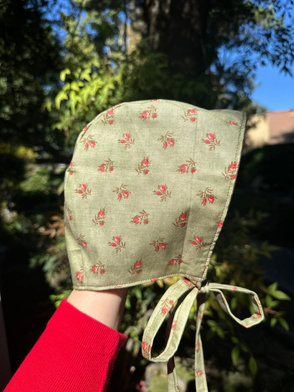 Chocolate Matcha Rose Baby Bonnet Size 9-18months