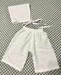 Dainty Eyelet Bonnet & Pants Set