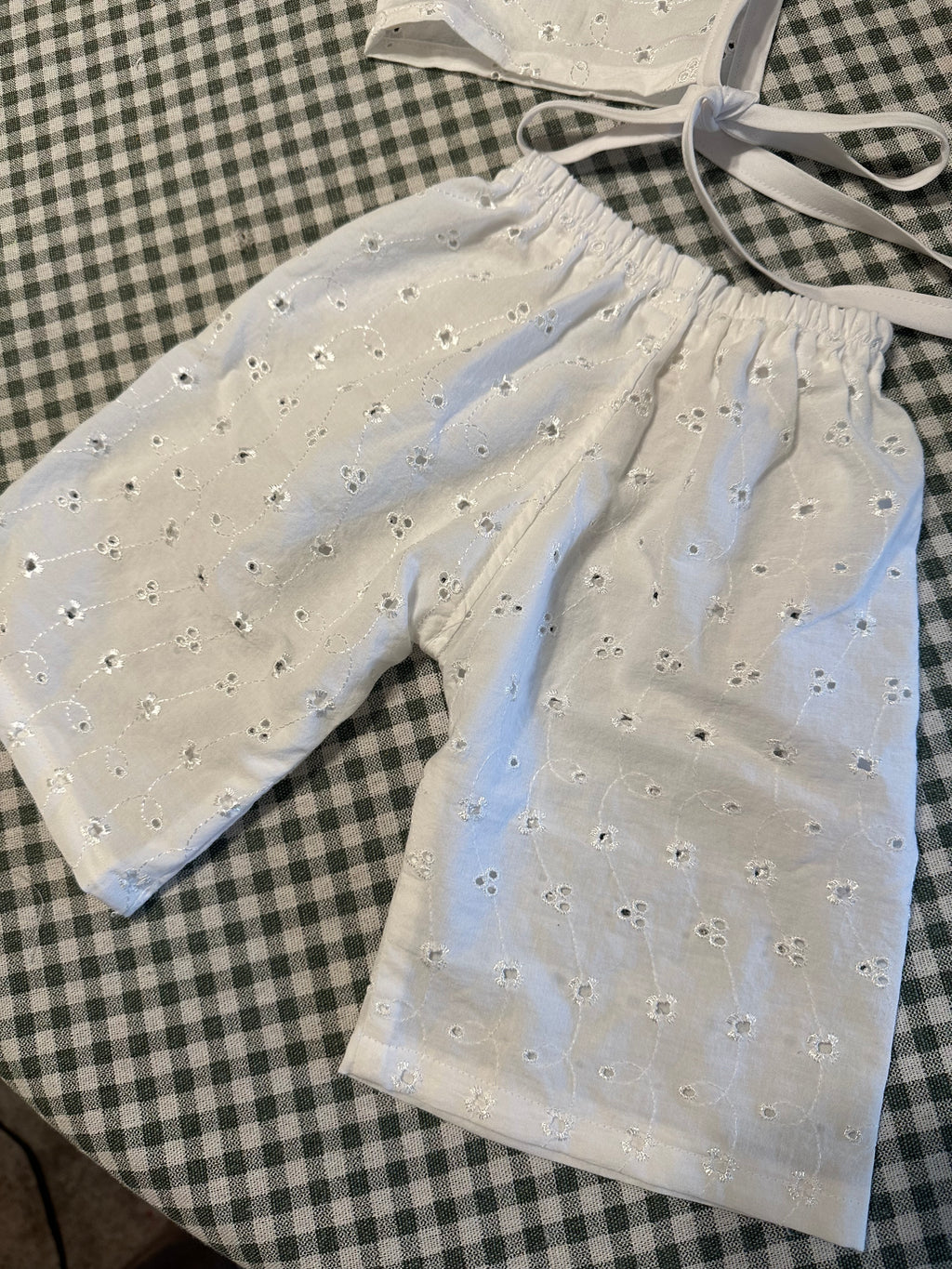 Dainty Eyelet Bonnet & Pants Set