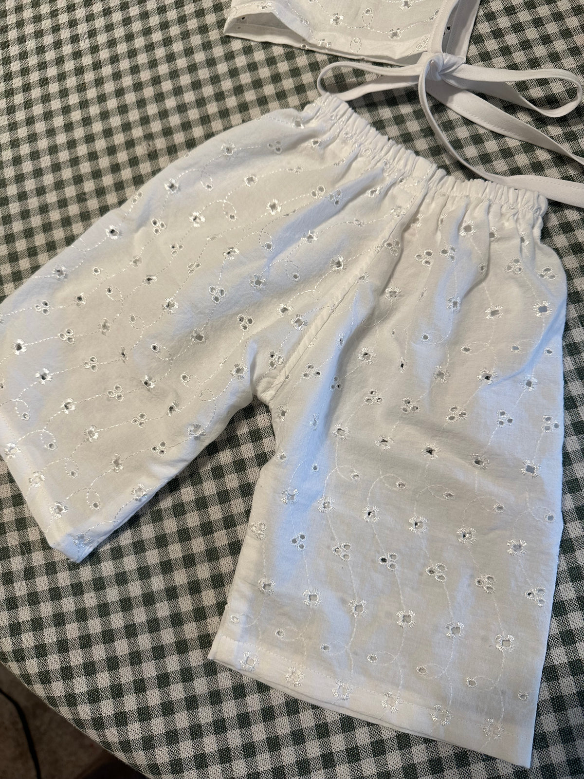 Dainty Eyelet Bonnet & Pants Set