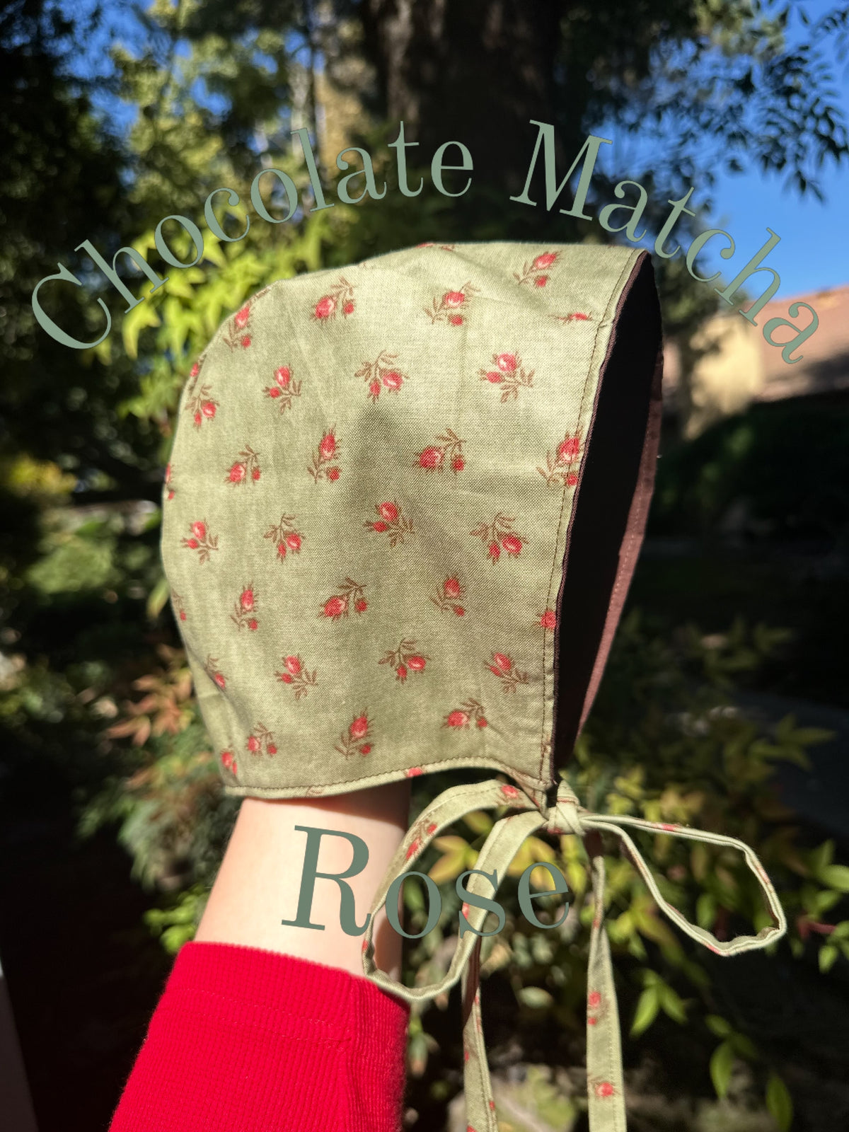 Chocolate Matcha Rose Baby Bonnet Size 9-18months