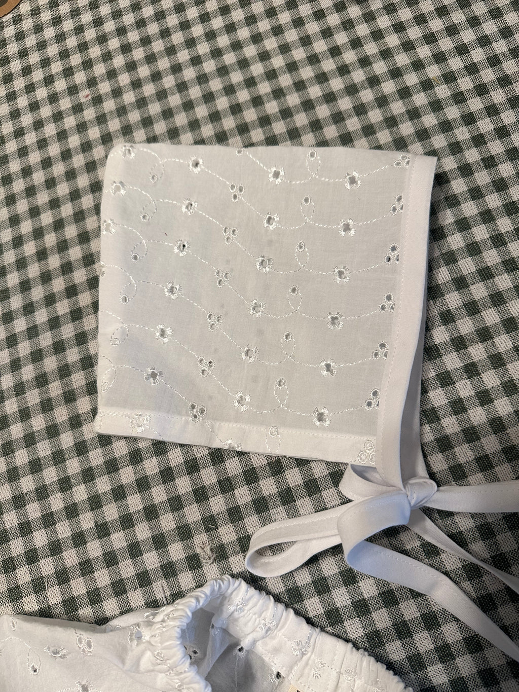 Dainty Eyelet Bonnet & Pants Set