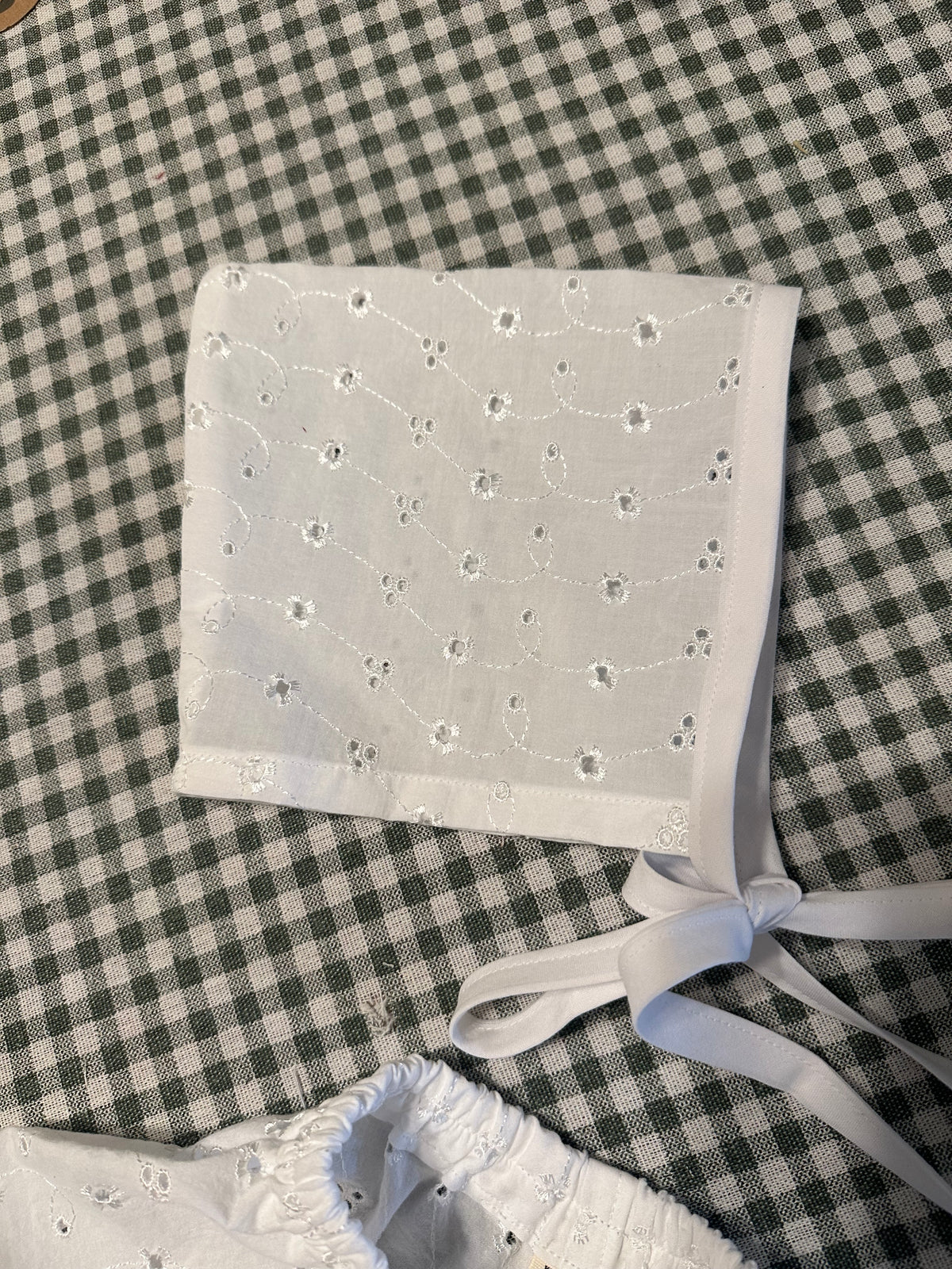 Dainty Eyelet Bonnet & Pants Set