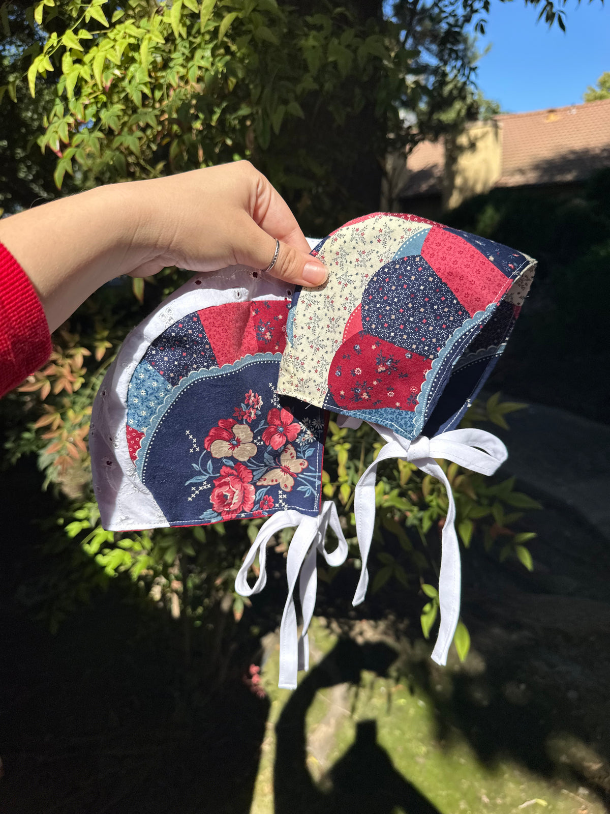 Newborn Vintage Patchwork Fabric Baby Bonnet