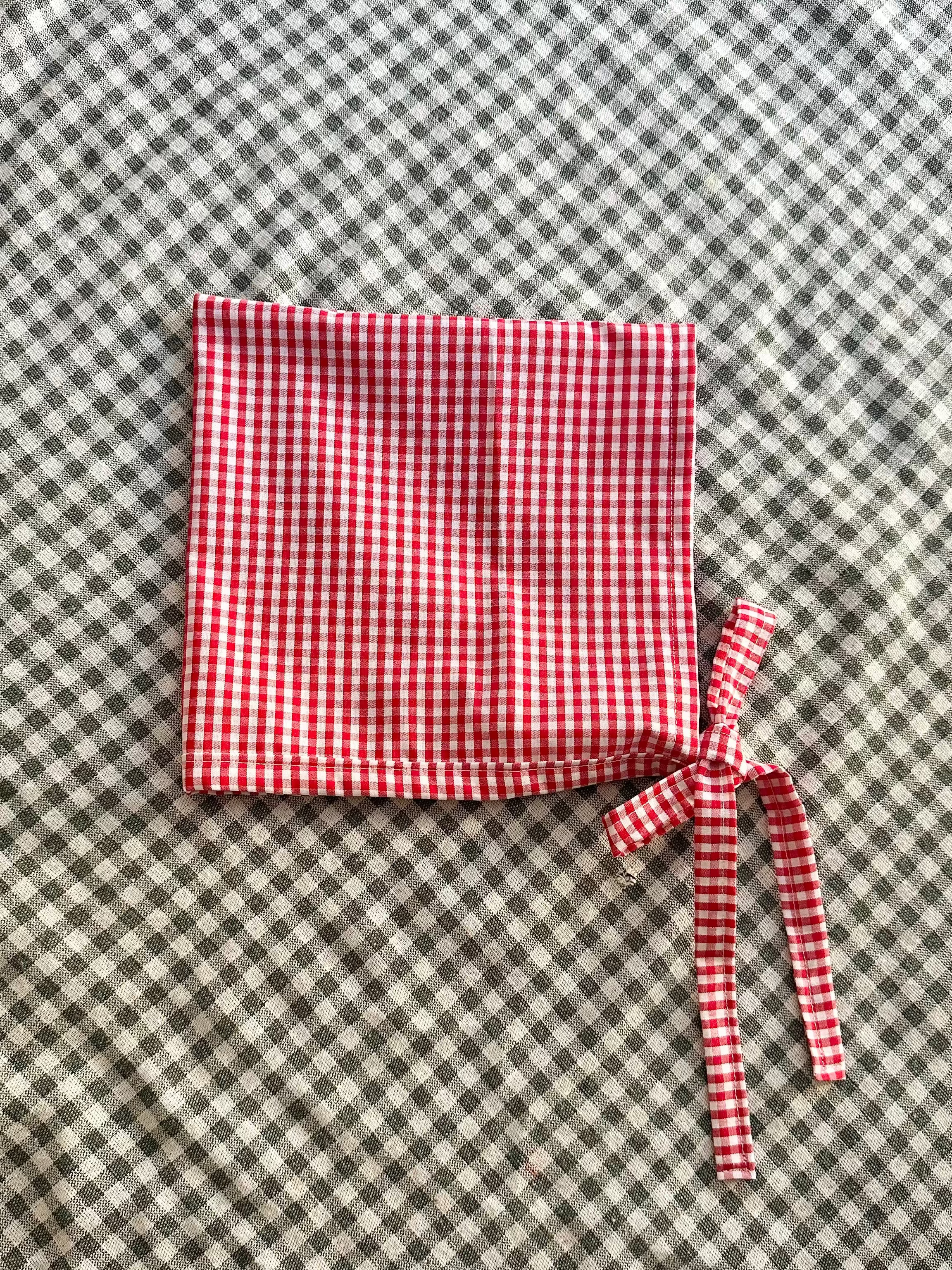 Cotton Gingham Picnic Pixie Bonnet