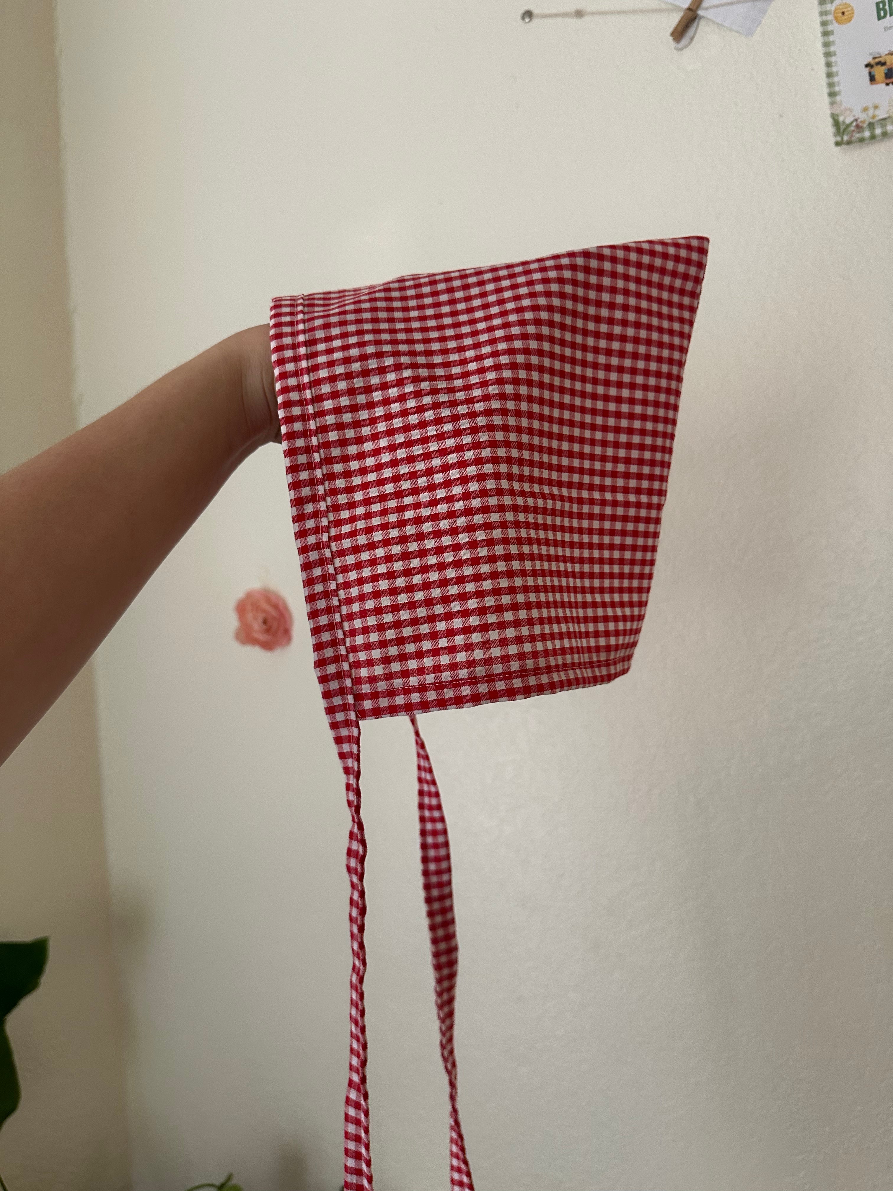 Cotton Gingham Picnic Pixie Bonnet